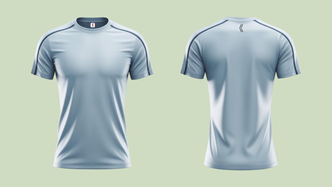 Performance tee — steel blue colourway