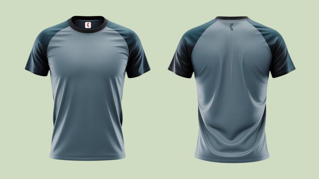 Performance tee — slate & black raglan