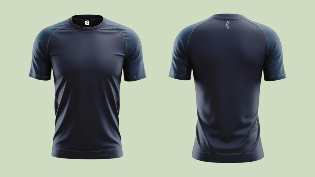 Performance tee — navy fade raglan
